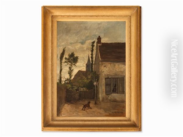 Village Lane With Dog - view 1