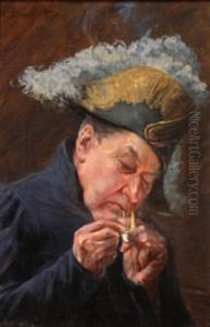 Homme Allumant Sa Pipe