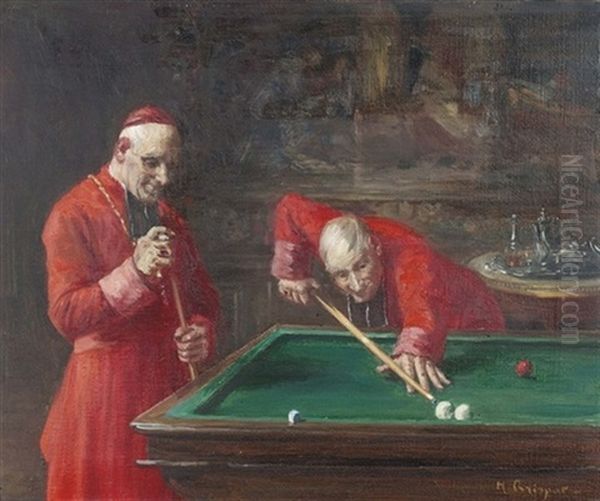 Zwei Billard Spielende Kardinale - view 1