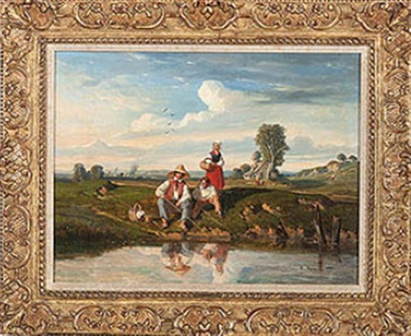 Fisherman At The Pond - view 1