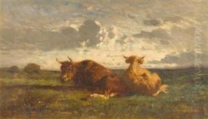 Zwei Kuhe Auf Der Weide by Felix Saturnin Brissot de Warville