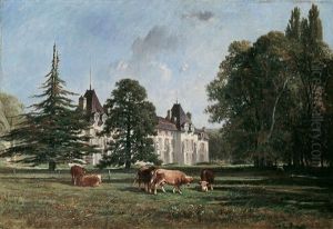 Weidendes Vieh Vor Schloss Malmaison Weidendes Vieh Vor Schloss Malmaison