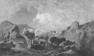 Schafe Auf Einer Bergweide by Felix Saturnin Brissot de Warville