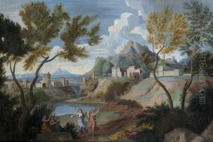 Muses Dans Un Paysage Classique by Etienne Allegrain