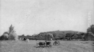 Landschaft Mit Weidenden Kuhen Und Bauernhausern Landschaft Mit Weidenden Kuhen Und Bauernhausern