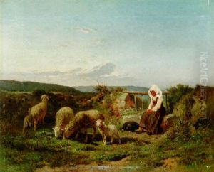 Shepherdess With Her Flock Shepherdess With Her Flock