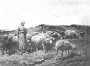 Shepherdess With Her Flock