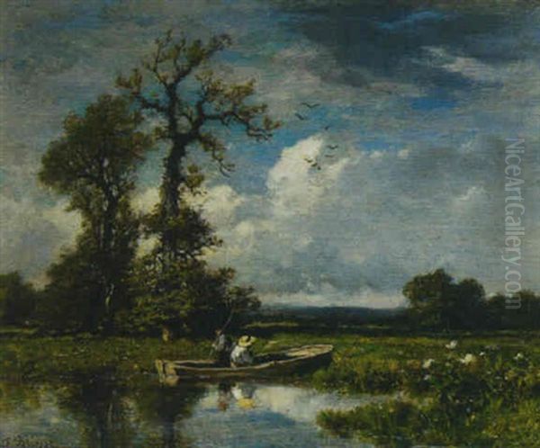 Anglers In A Punt On A River - view 1