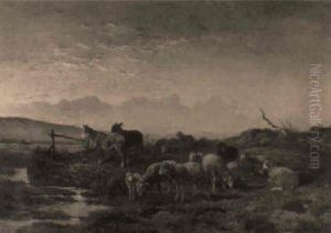 Moutons Au Paturage by Felix Saturnin Brissot de Warville