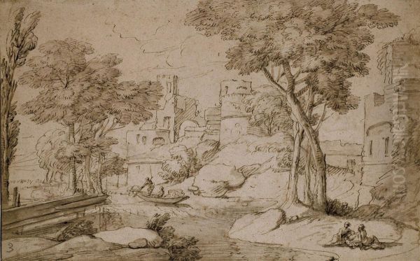 Paysage, Une Ville A L'arriere-plan - view 1
