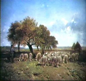 Les Moutons Pres Des Pommiers by Felix Saturnin Brissot de Warville
