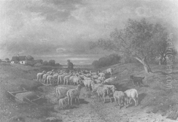 Landschaft Mit Schafer Und Schafherde - view 1