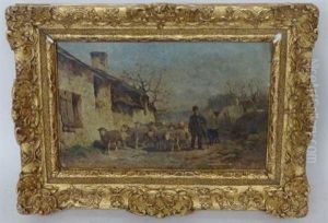 Berger Et Son Troupeau De Moutons by Franck Brissot