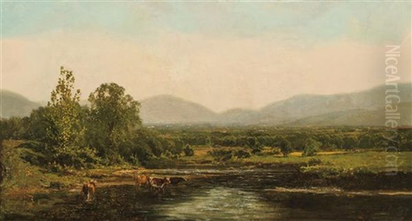 Cattle By A Stream - view 1
