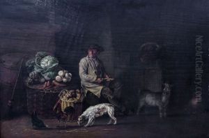 Un Homme Et Son Chien Dans La Cuisine