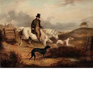 Mr. William Loft Of Thorpe, Near Alford With Two Greyhounds