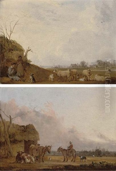 Bristow's Farm, With Eton College Chapel In The Distance (+ A Shepherd And His Flock On The Fields Of Windsor; Pair) - view 1