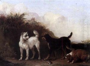 Dogs Fighting Over A Bone by Edmund Bristow