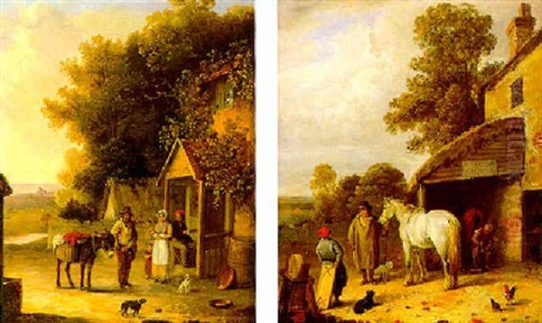 Figures Outside In An Inn - view 1