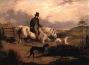 Mr. William Loft Of Thorpe, Near Alford With Two Greyhounds