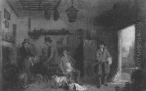 Figures In An Inn Interior by Edmund Bristow