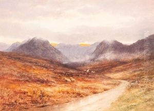 Grazing Sheep Above Loch Lomond by Charles Edward Brittan