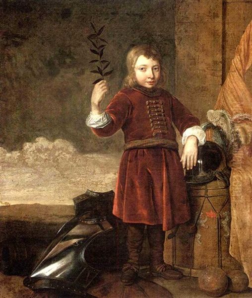 An Allegory Of Peace Overcoming War: Portrait Of A Boy, Full-length, Holding An Olive Branch, With Armour, A Cannon, A Drum And The Flag Of The House Of Orange - view 1