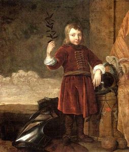 An Allegory Of Peace Overcoming War: Portrait Of A Boy, Full-length, Holding An Olive Branch, With Armour, A Cannon, A Drum And The Flag Of The House Of Orange