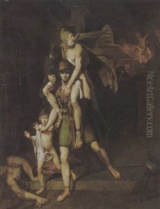 Aeneas Flieht Mit Sohn Und Vater Anchises Aus Dem Brennenden Troja Aeneas Flieht Mit Sohn Und Vater Anchises Aus Dem Brennenden Troja