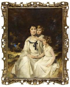 A Family Portrait Of Elizabeth, The Queen Mother And Her Daughters Princess Elizabeth And Princess Margaret by Charles Edward Brock