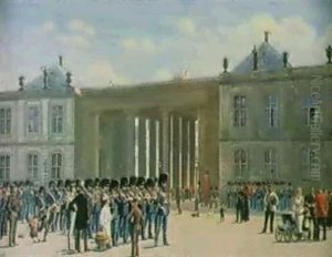 A Military Parade Outside The Amalienborg Palace A Military Parade Outside The Amalienborg Palace
