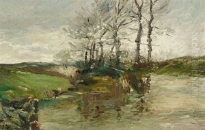 Landschaft Mit Bachlauf by Theo Von Brockhusen