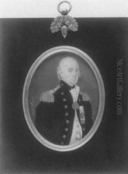 Cuthbert Collingwood, 1st Baron Collingwood Wearing Rear-admiral's Uniform. Blue Coat White Waistcoat, Black Stock, White Cravat And Medals - view 1