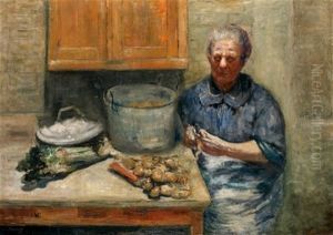Mujer Pelando Patatas Mujer Pelando Patatas