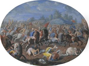 Two Oval Battle Scenes