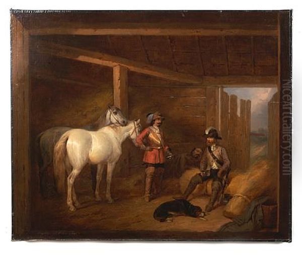 Soldiers And Horses In A Stable - view 1