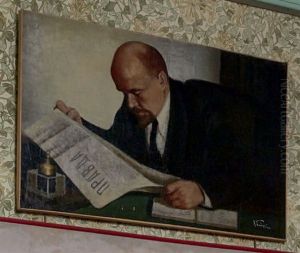 Portrait De Lenine Lisant Le Premier Numero De La Pravda by Isaak Izrailevich Brodsky