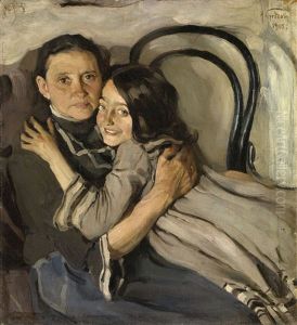 Portrait Of The Artist's Mother And Sister by Isaak Izrailevich Brodsky