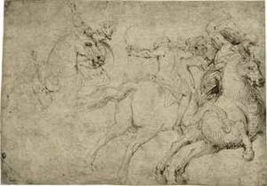 Mounted Soldiers In The Midst Of Battle by Francesco Allegrini