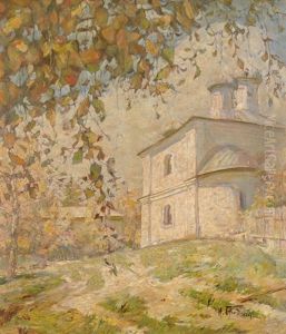 Landschaft Mit Blick Auf Kirche by Isaak Izrailevich Brodsky