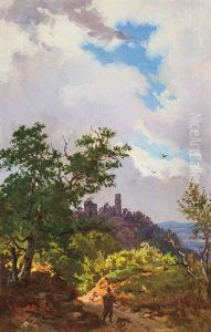 Castle In Tyrol (land With Ruins) by Sandor Brodszky