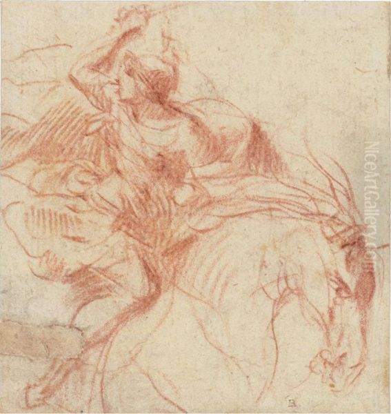 A Roman Cavalryman In The Midst Of Battle, His Sword Raised - view 1