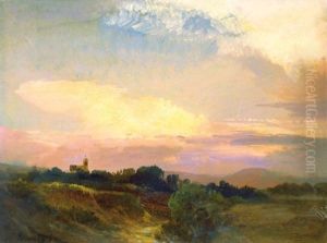 Landscape With Church by Sandor Brodszky