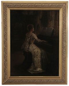 Lady Playing An Organ by Clemens Van Den Broeck