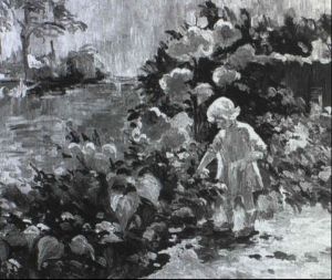 Blumenpfl_ckendes Madchen In Einem Sommerlichen Garten by Clemens Van Den Broeck