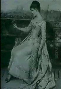 A Young Lady On A Terrace by Clemens Van Den Broeck