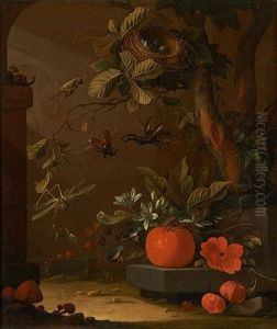 Nature Morte Aux Insectes, Escargot, Salamandre Et Champignons by Elias van den Broeck