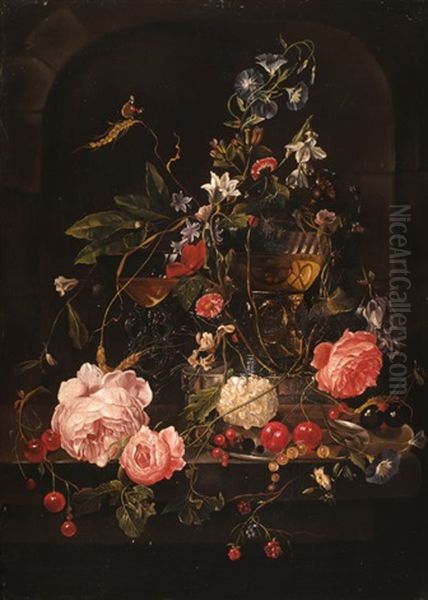 Blumenstilleben Mit Fruchten Und Prunkglasern - view 1