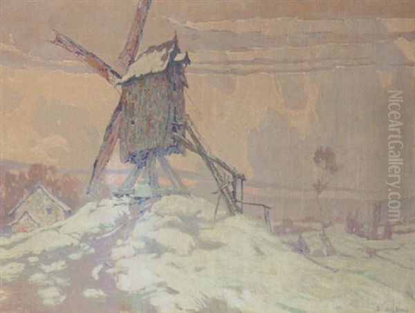 A Windmill In A Snowy Landscape - view 1