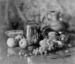 Stilleven Met Druiven, Noten En Appels by Andre Broedelet